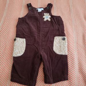Janie and Jack Brown Corduroy Bear Overalls Size 0-3 Months Winter